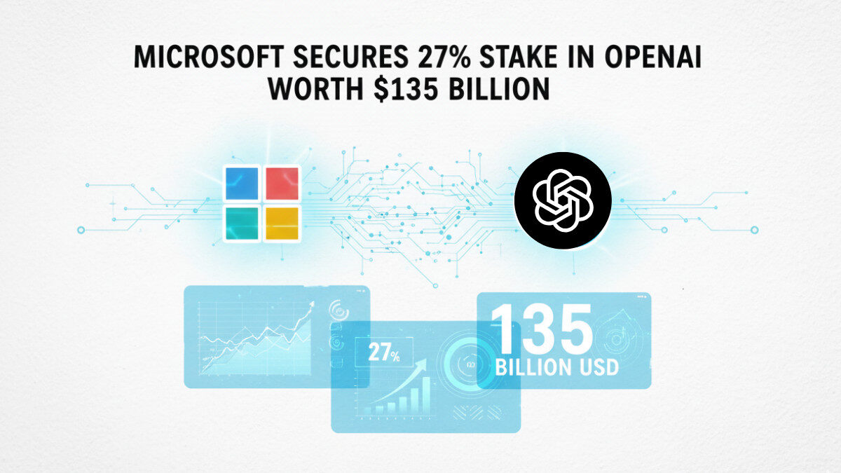 Microsoft Secures 27% Stake in OpenAI Worth $135 Billion