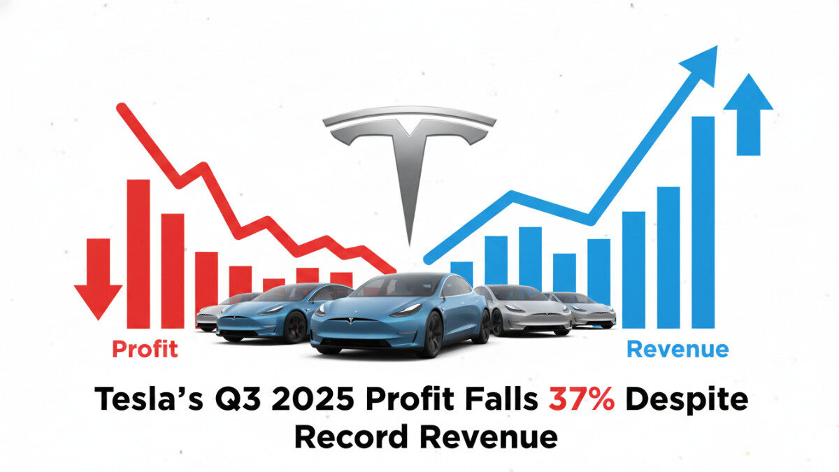 Tesla Q3 2025 Profit Falls 37% Despite Record $27.4 Billion Revenue
